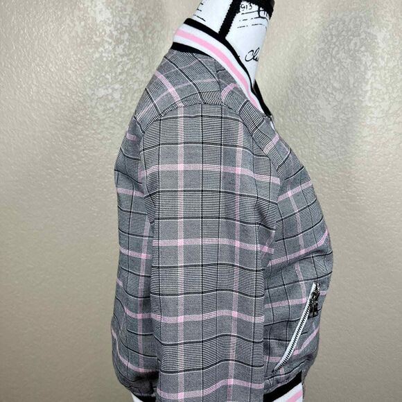 Charlotte Russe Gray bomber jacket zipper closure size M 90 baddie barbie - Picture 12 of 14